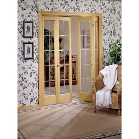 Parche 30 x 80 in. Full Glass Pioneer Bifold Door, Unfinished Pine PA3040002